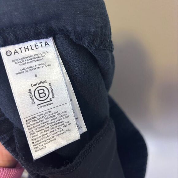 Athleta Black Cabo 4" Linen Pull On Shorts Size 6 - Picture 4 of 4